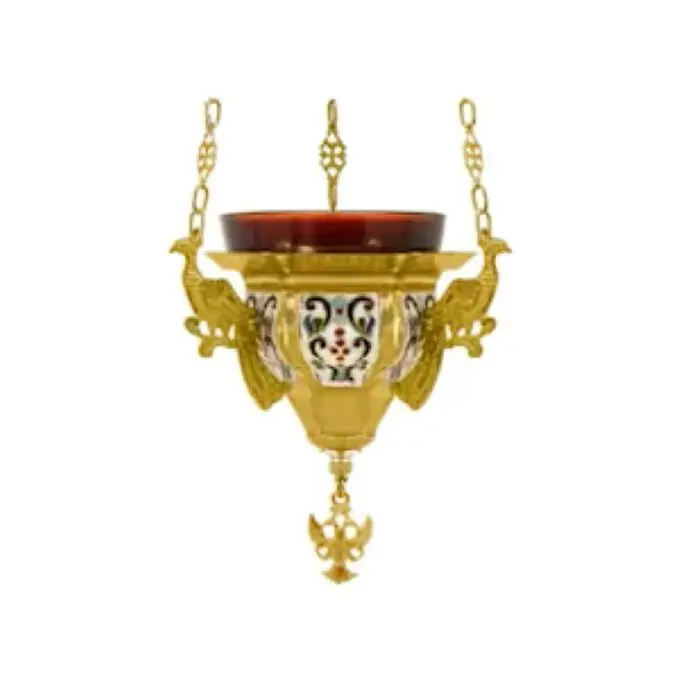 Christian Brass Hanging Oil Vigil Lamp  Handmade Prayer Hanging Oil Lamp Orthodox Oil Candle with glass cup, religious