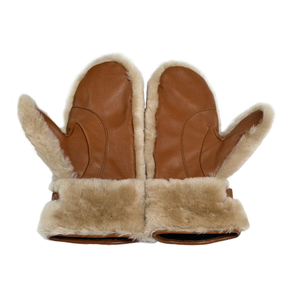 Fashion Unisex Sheepskin Mittens Winter Thermal Gloves Leather Fur Gloves for Women Men 100% Nature Sheepskin Mittens Woman