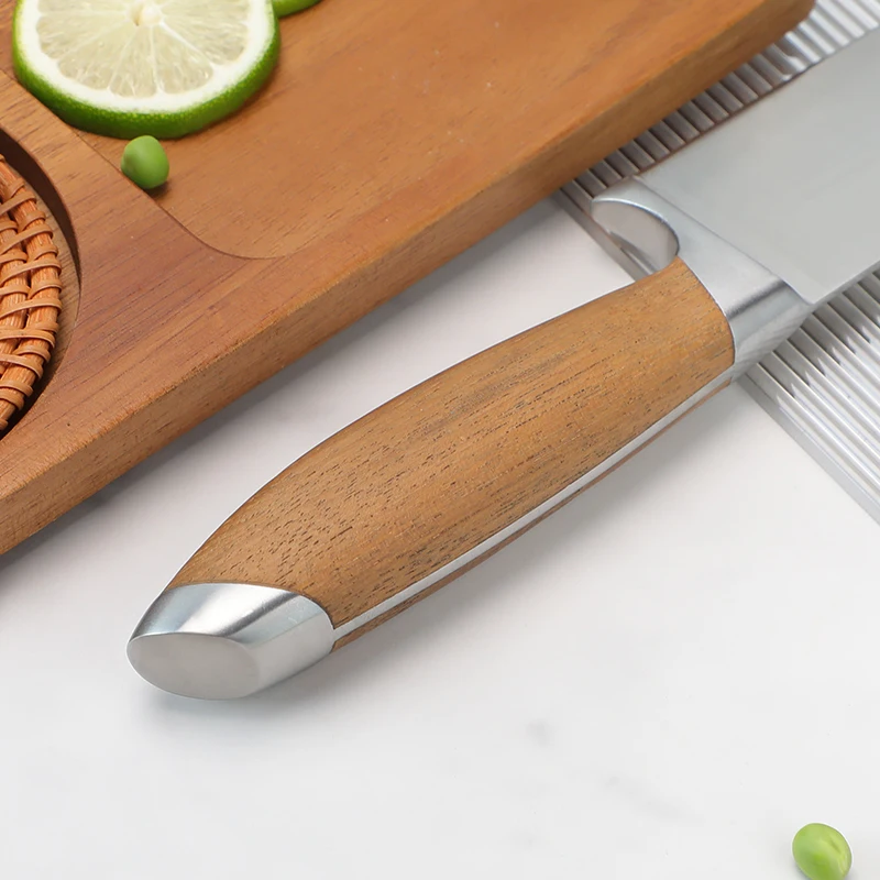 7 Inch German 1.4116 Stainless Steel Professional Vegetable Cutting Kitchen Santoku Knife With Wooden Handle