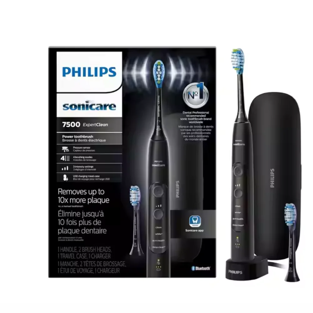 7500 черная аккумуляторная электрическая зубная щетка Philips Sonicare ExpertClean HX9690/05
