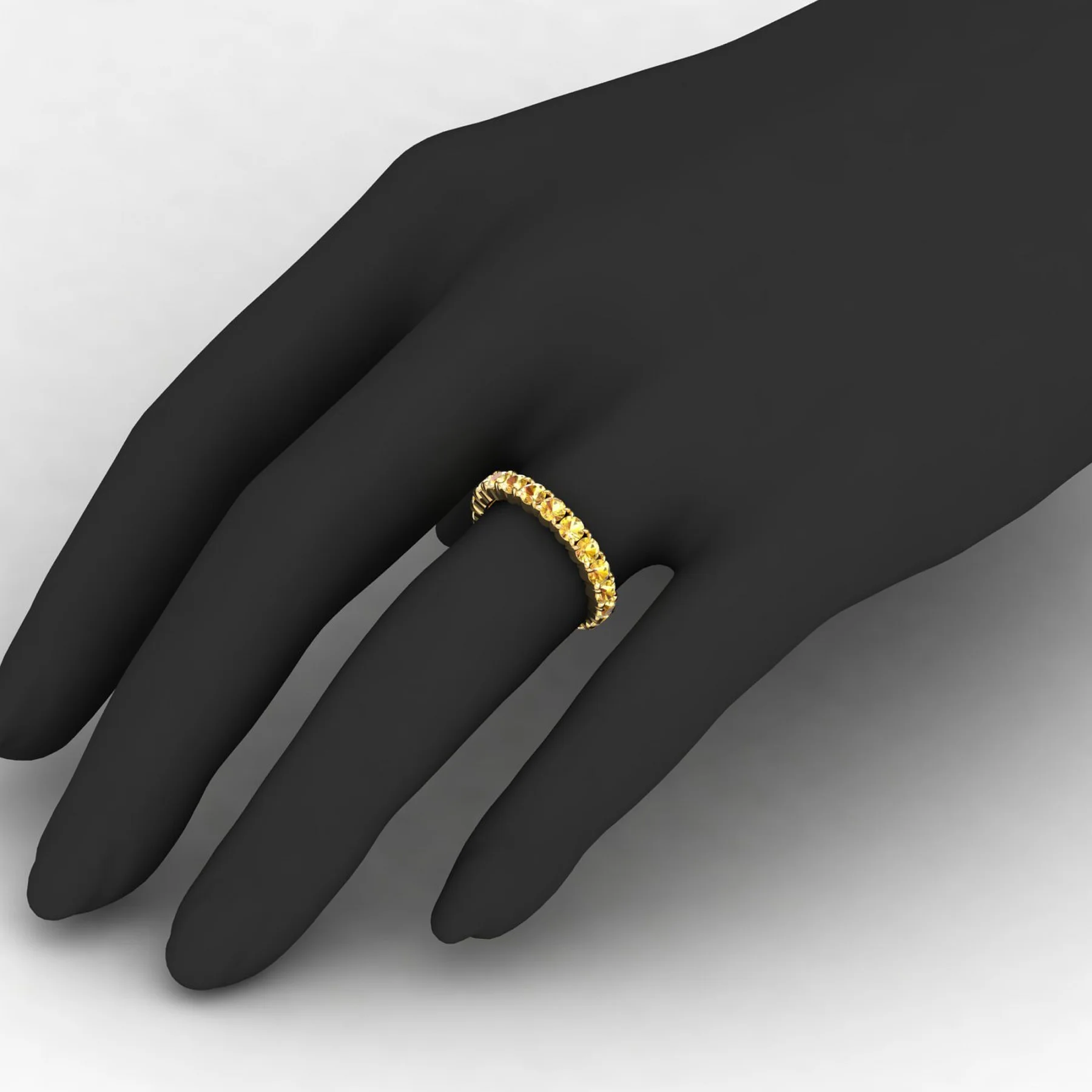 Latest Natural Yellow Sapphire Eternity Ring Round Gemstone Rings Modern Band For Women Anniversary Gift 10K Gold H-VS