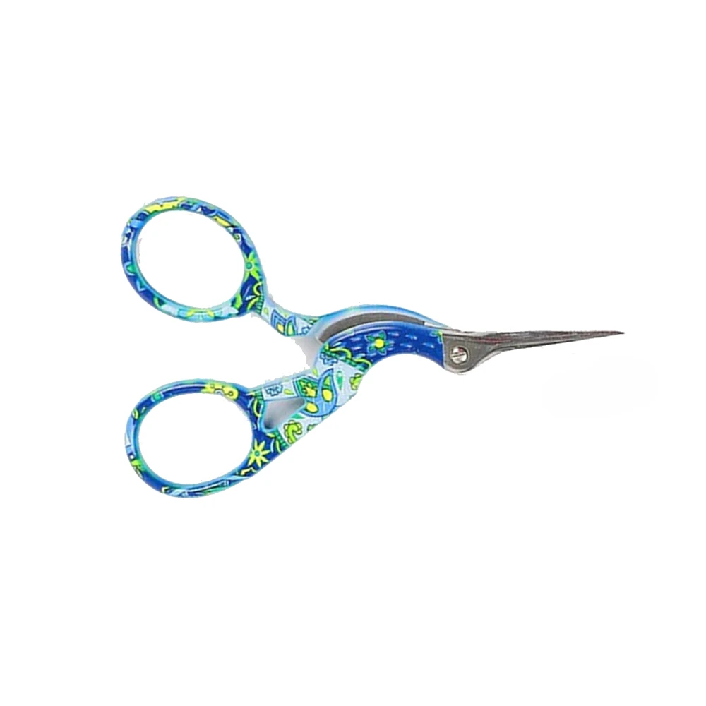 Top Quality Fancy Embroidery Scissors Paper Coated Handle Stork Scissors With Needle Point Mini Scissor For Beauty