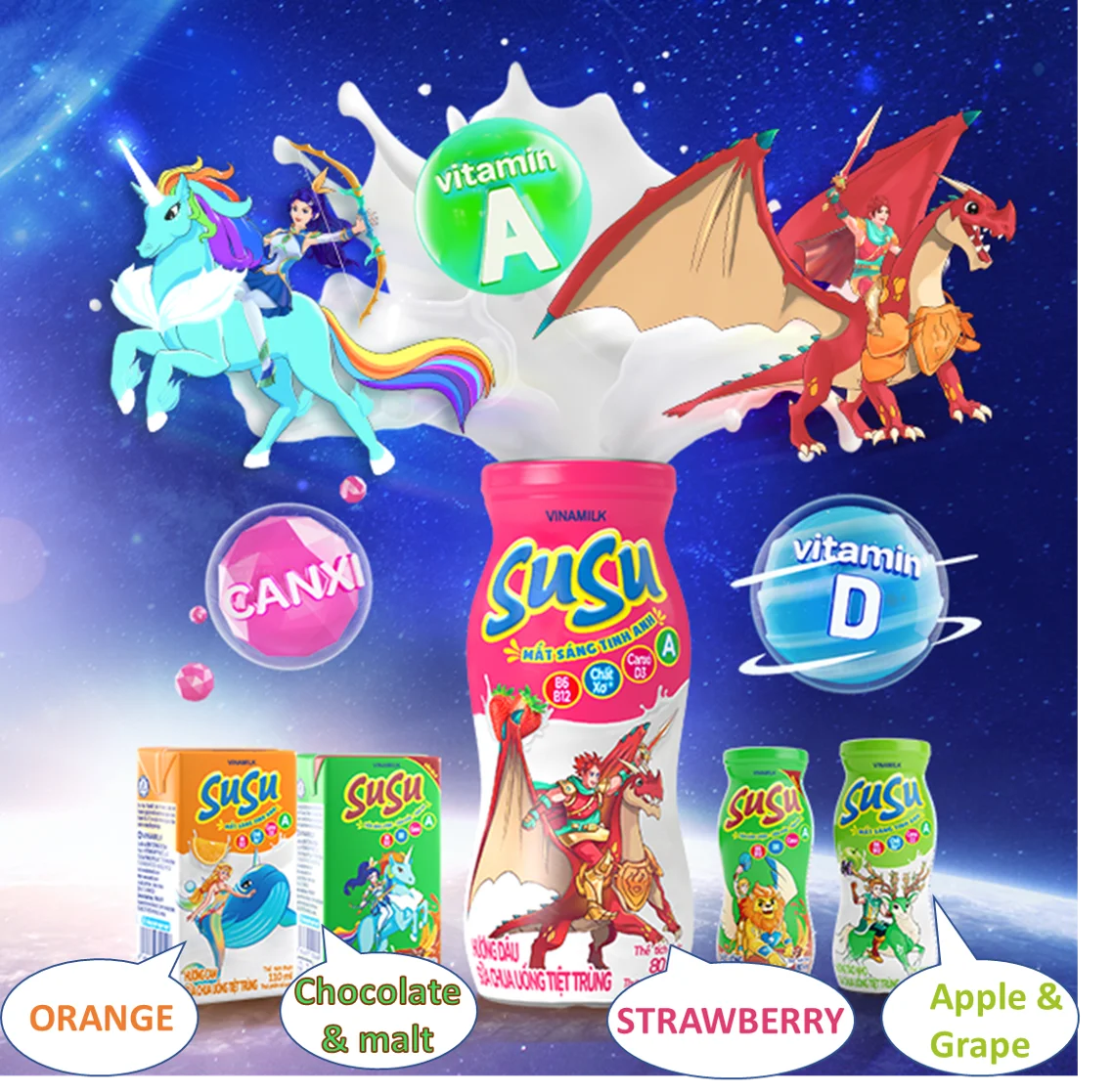 Vinamilk - Susu IQ - Ambient Drinking Yogurt for Kid - Chocolate & Malt Flavor - Wholesale - Box 110ml X 24 Per Carton HALAL ISO