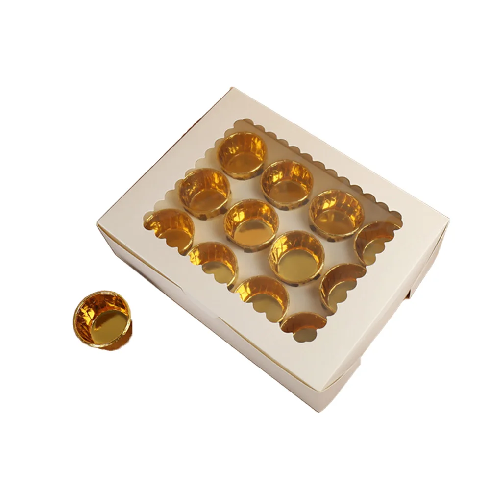 fancy christmas beautiful kraft paper square individual custom single drawer cupcake boxes with window