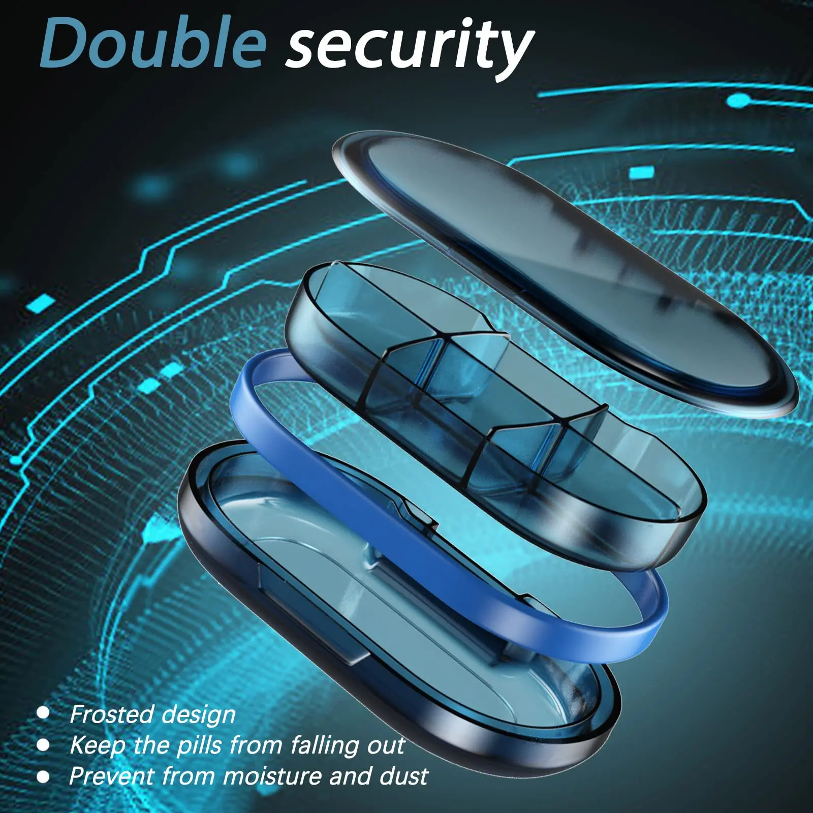 Hold Medicine  Weekly Travel Outdoor 6 Compartments Portable Compact Large Blue Waterproof Pill Case Organize box