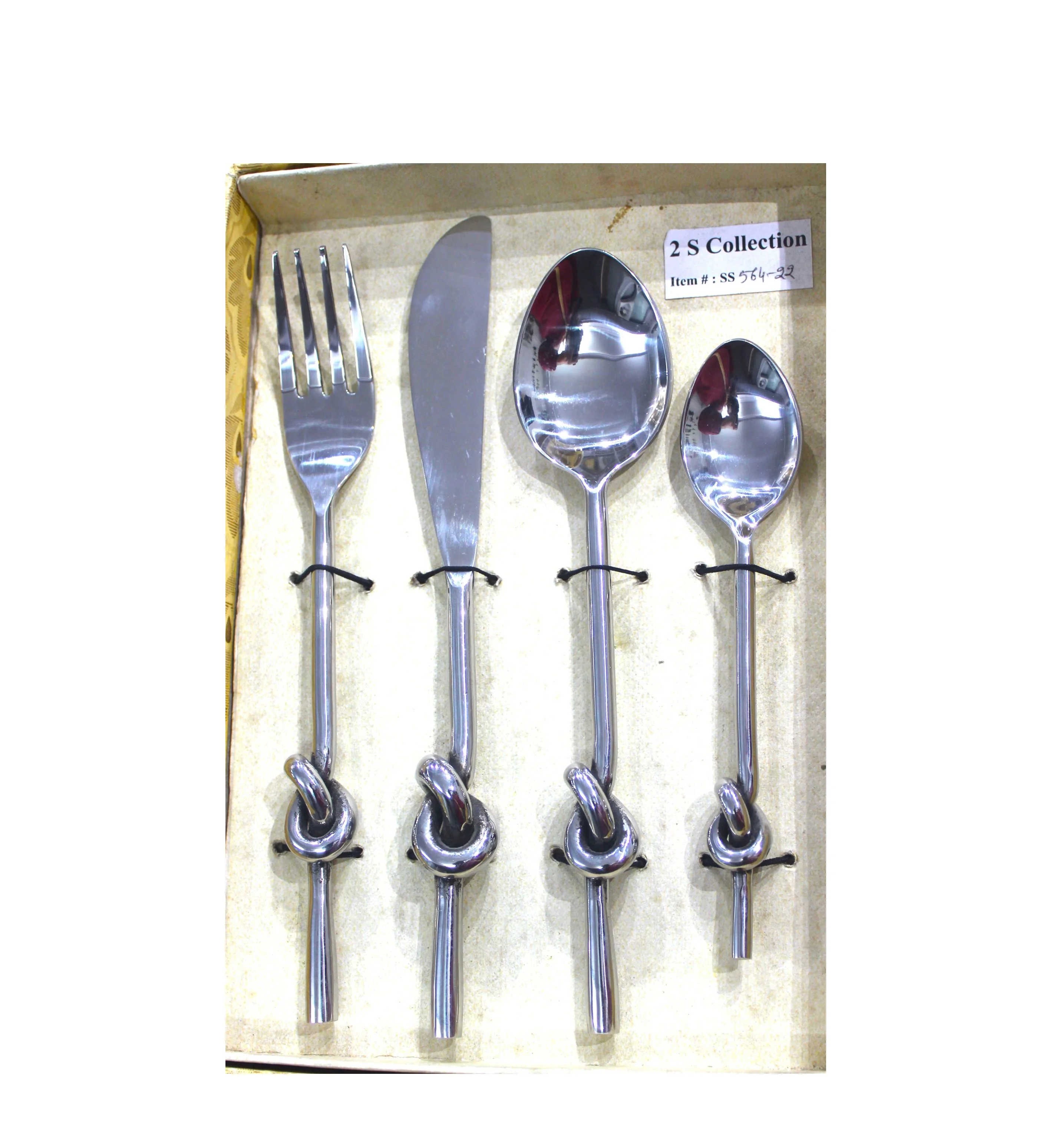 Knotted Handle Stainless Steel Cutlery Set With Customized Look Design And Packing Flatware Sets