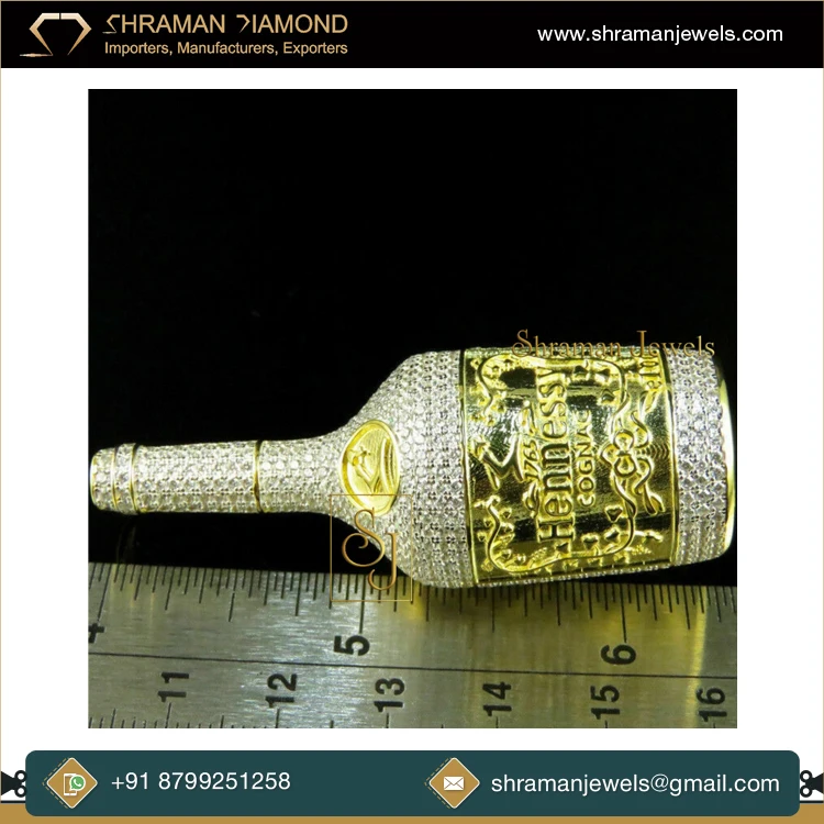 Top Quality Modern Design Fashion Jewelry 925 Sterling Silver Fancy VVS Bottle Lab Grown Diamond Pendant for Men