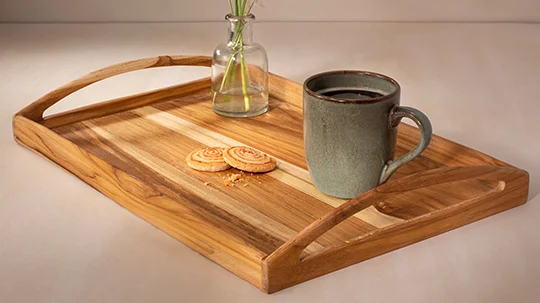 Wooden Handmade Solid Wood Tray with Hidden Holding stand for Home and Restaurant very useful serving tray