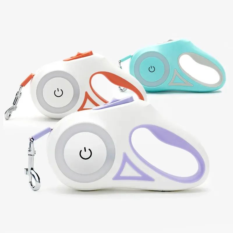 5M Retractable Dog Leash Automatic LED Light Luminous Roulette Leash Rope For Dogs Adjustable Pets Dog Walk Running Leads