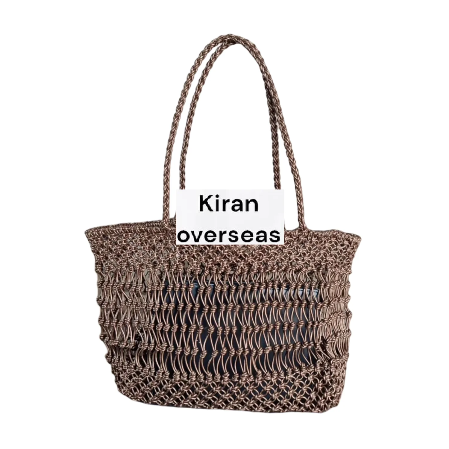 Custom Made Dark Brown Woven Leather/Crochet Tote | Large Zipper Closure Handbag For Women & Men | Hot Selling Suppliers