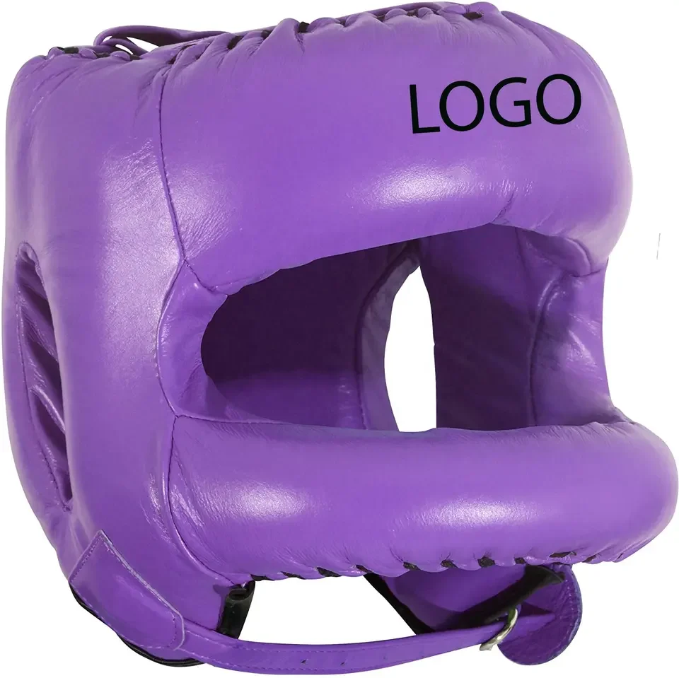 Hot selling adjustable professional Boxing training helmet red boxing head guard headgear leather boxing helmet