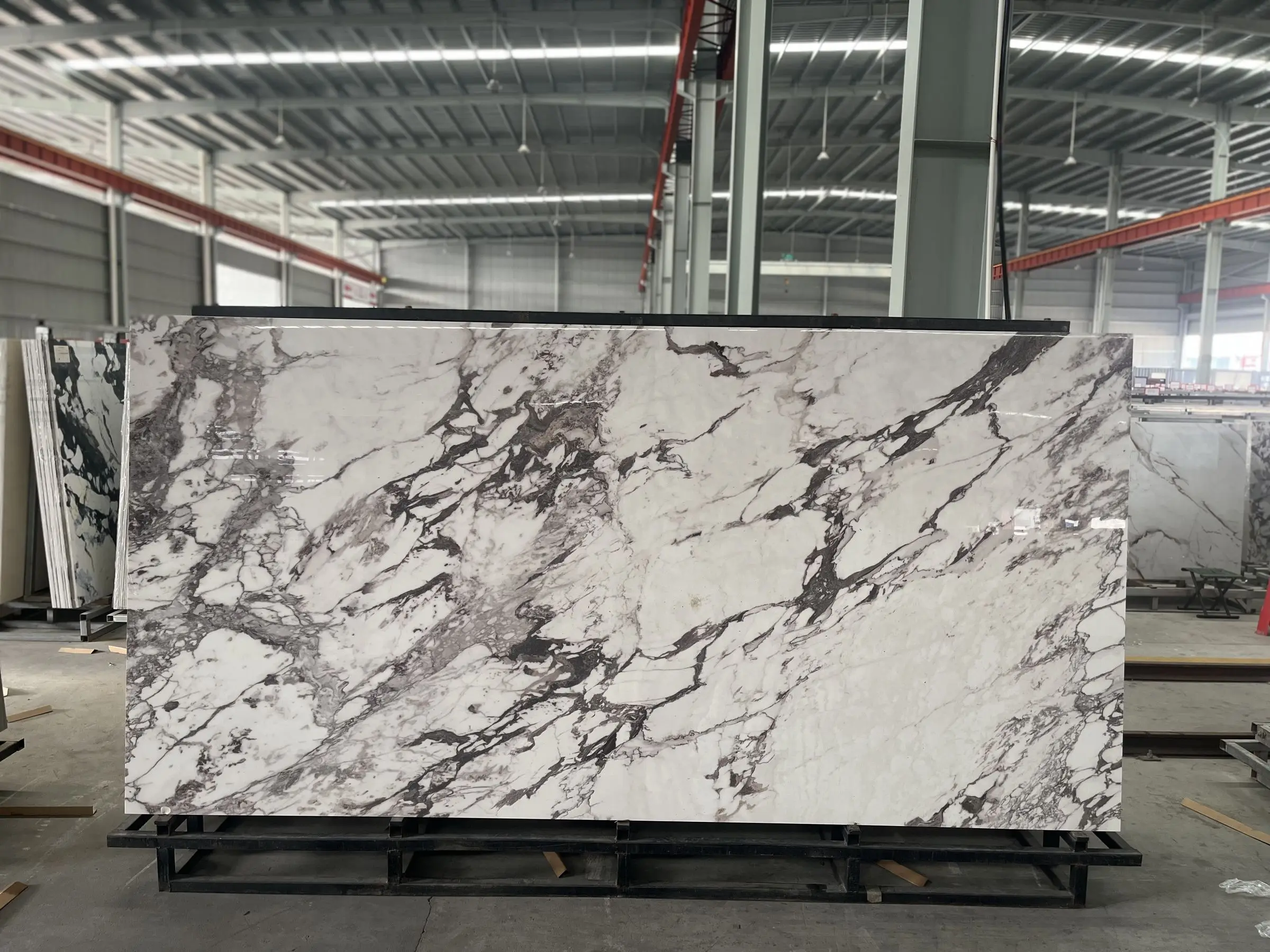 China Manufacturer Bulgari Black 12MM Big Slab Marble Look Glossy Sintered Stone for Countertops