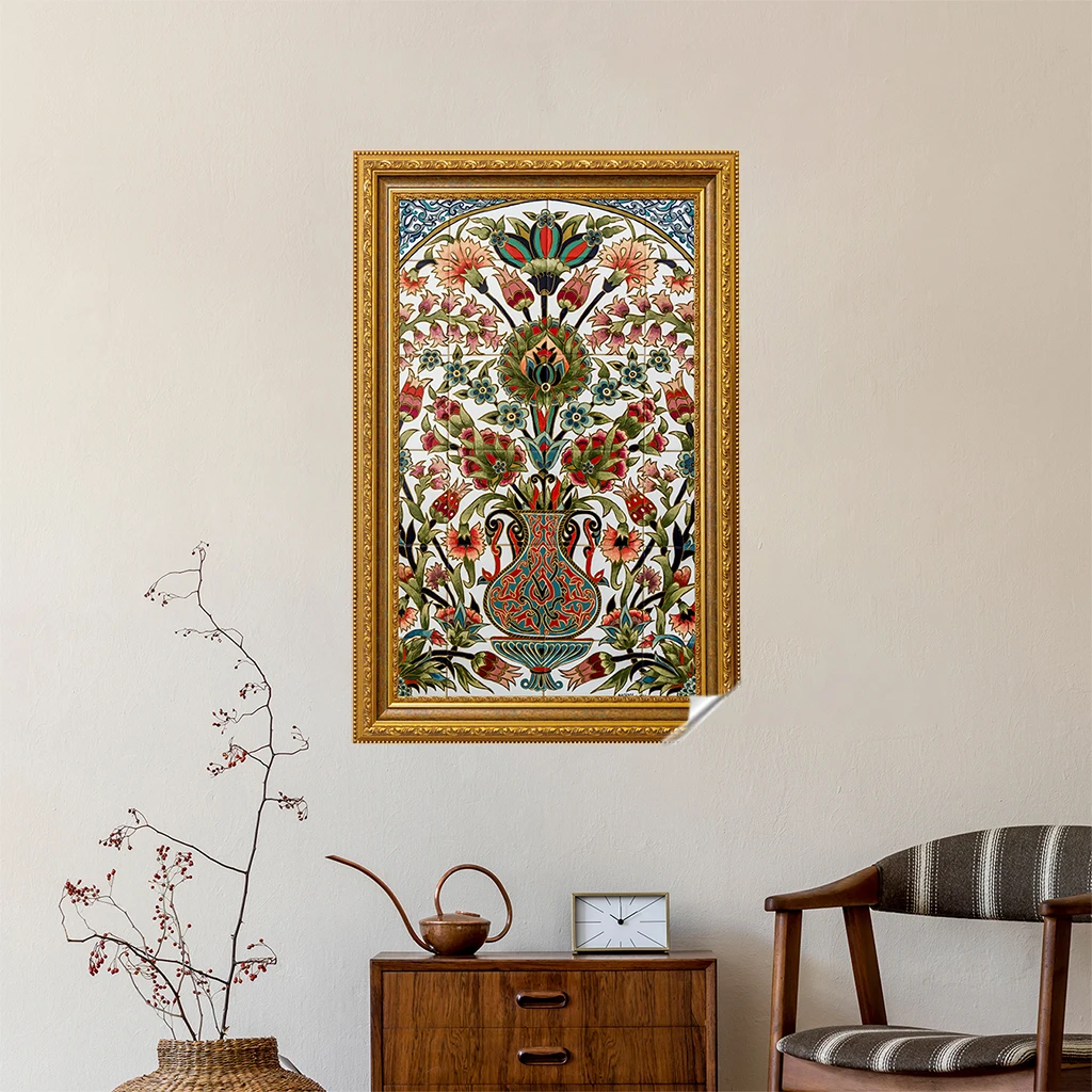 Tile Art Themed Frame Looking Picture Model-1 Reusable Durable Polystyrene Material Holds The Surface With Static Electricity