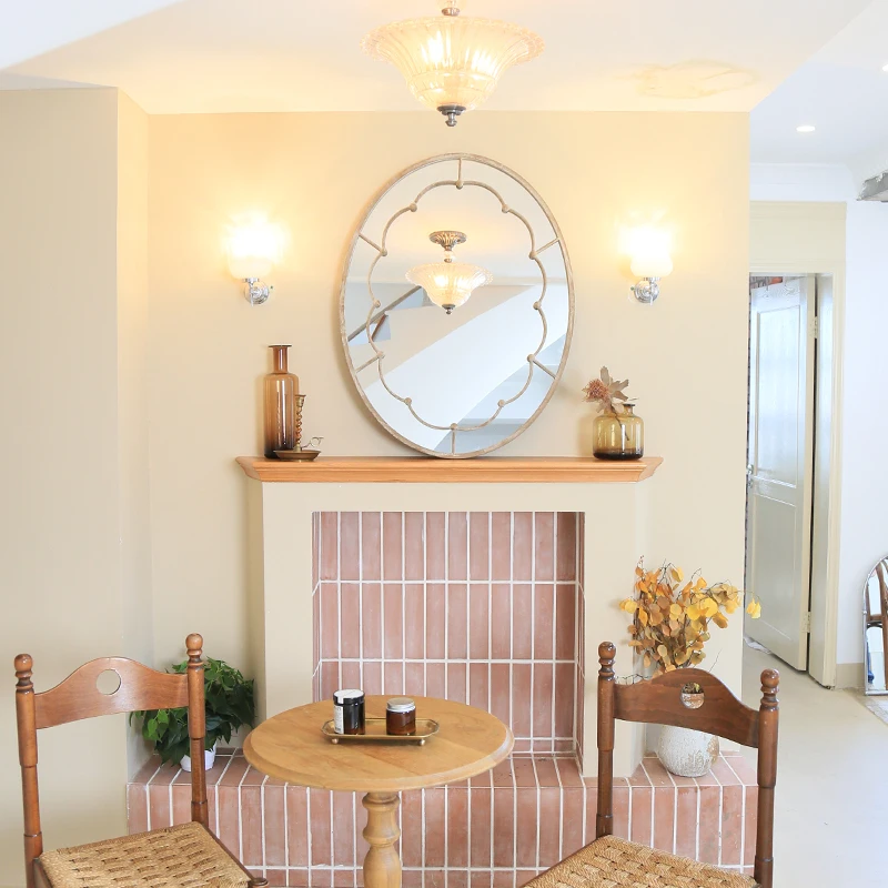 Large Oval Accent Home Decor Decorative Mirror Metal Frame Craft Irregular Oversized Decorated Wall Mirror