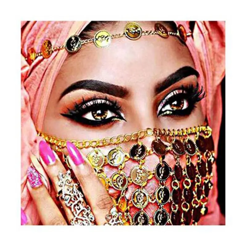 Indian Central Asian Style Female Picture 5D Painting Masked Girl Diy Decorative Wall Art Diamond Embroidery Kit