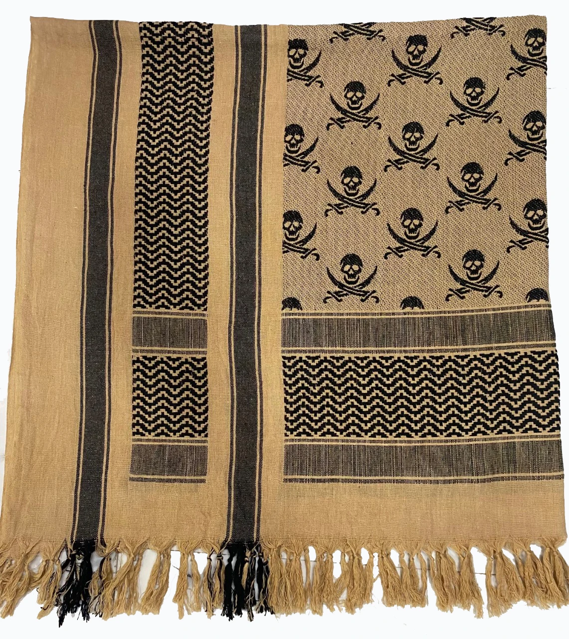 Tactical Scarf Shemagh Desert Scarf in Skull and Sword design cotton camouflage combat head wrap Arab plo scarf