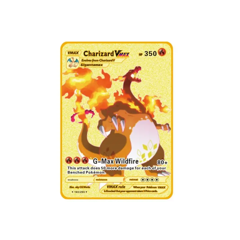 55-110 Cards Metal Gold Vmax GX Energy Card Charizard Pikachu Rare Collection Battle Trainer Card Gift