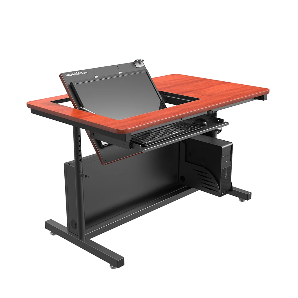 VersaDesk Revolution Adjustable Height Computer Desk  Black/Cherry