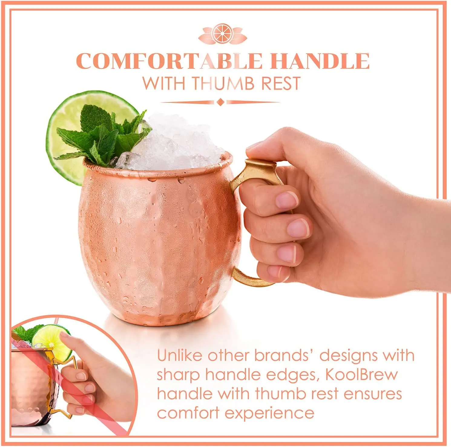 100 % Pure Copper Mug Handcrafted Moscow Mule Mug Authentic and Strong Riveted Handle cocktail Beer Drinking mug