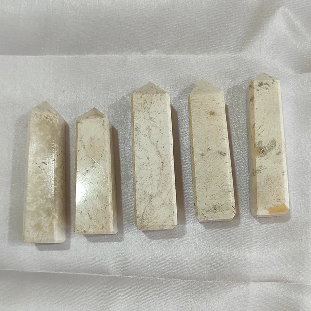 Wholesale White Scolecite Pencil Tower Point Natural Quartz Polished Mini Crystal Towers Top Quality Healing Crystal Point Wand