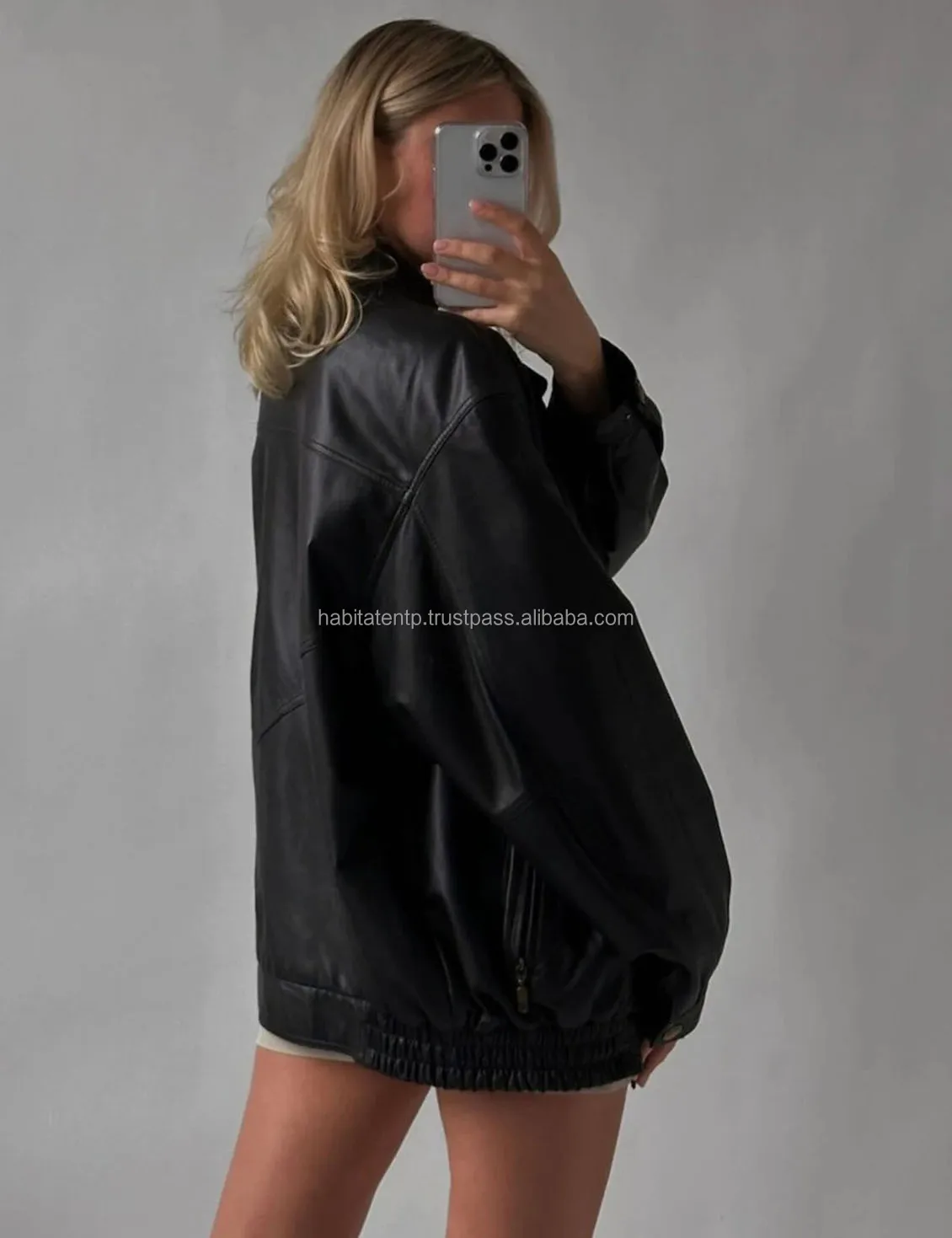 Genuine Leather Women Jackets Classic Black Bomber Soft Over Big Straight Cut Ladies Winter  Woman Varsity Jackets