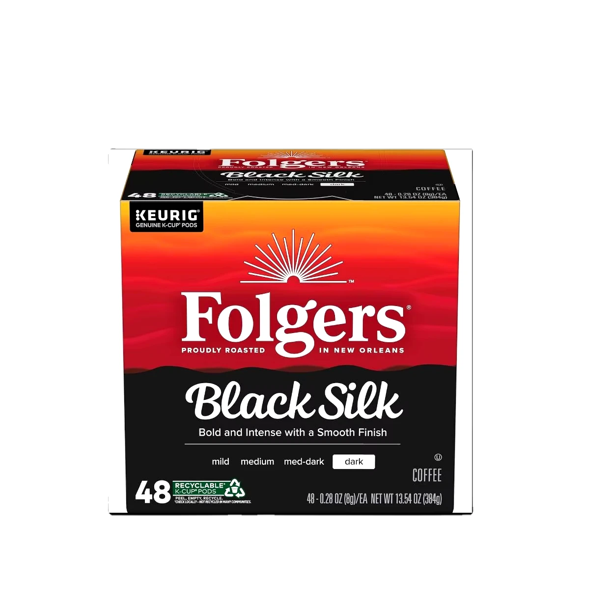 Folgers Black Silk Dark Roast Coffee, 192 Keurig K-Cup Pods