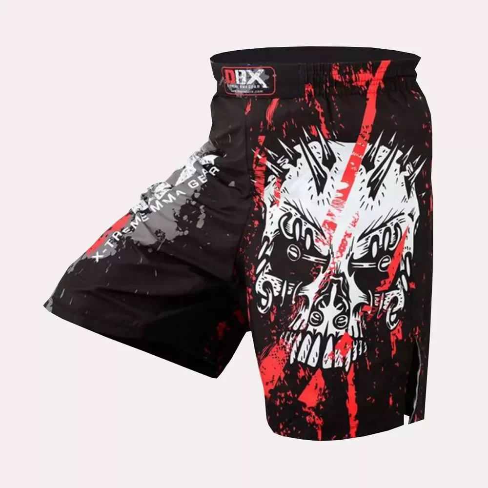 MMA Shorts Kick Boxing Grappling Mens Muay Thai Cage Fighting Slashed Skull