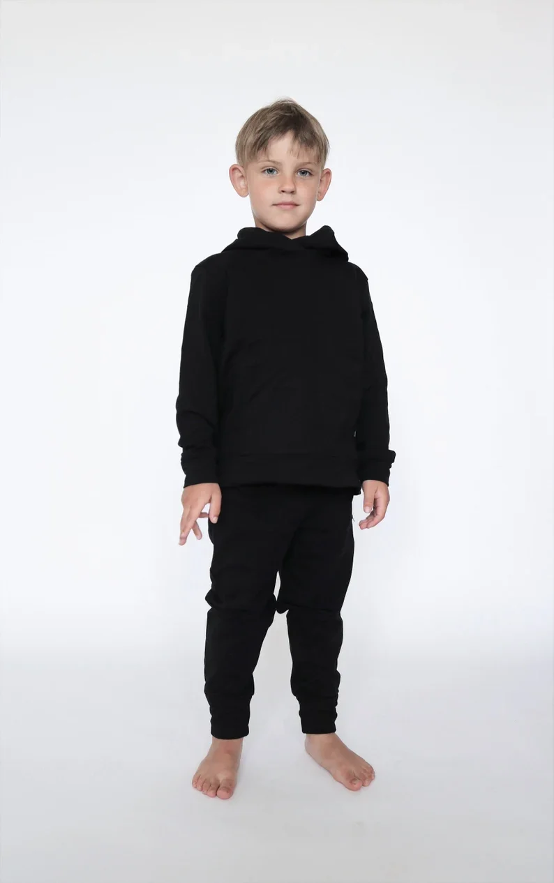 Children Blue Custom Letter Printed Two Pieces Hoodies & Pants Toddler Hip Hop Sports Loungewear Winter Tracksuits sets