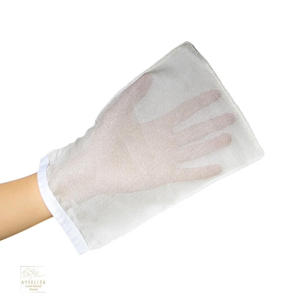 Ayseliza Turkish Silk Hammam Exfoliating Gloves Custom Logo Kesse Mitt For Dead Skin Tan Removal Bathroom Accessories Brush Mitt