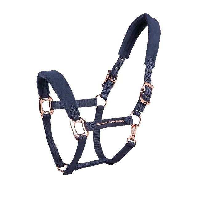 HALTERS NYLON PP FULL COB SHETLAND ASSORTED COLORS ROSE GOLD FITTINGS FLEECE PADDING AT NOSEBAND, HEAD BAND, CHEEK PIECE