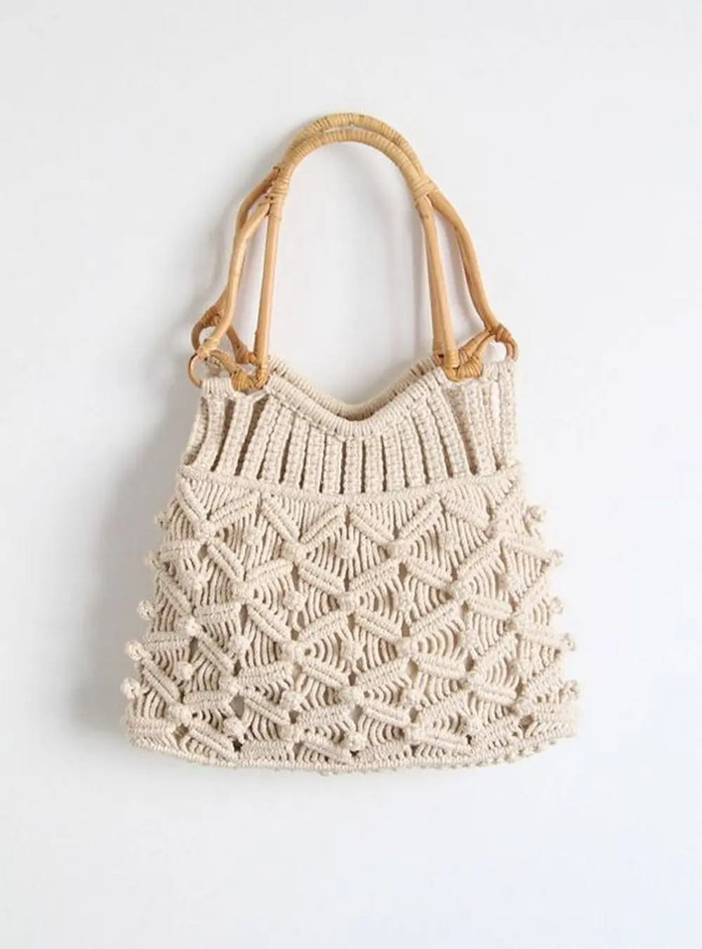 Handmade Macrame tote Bag made cotton cord boho multi color ladies shoulder bags