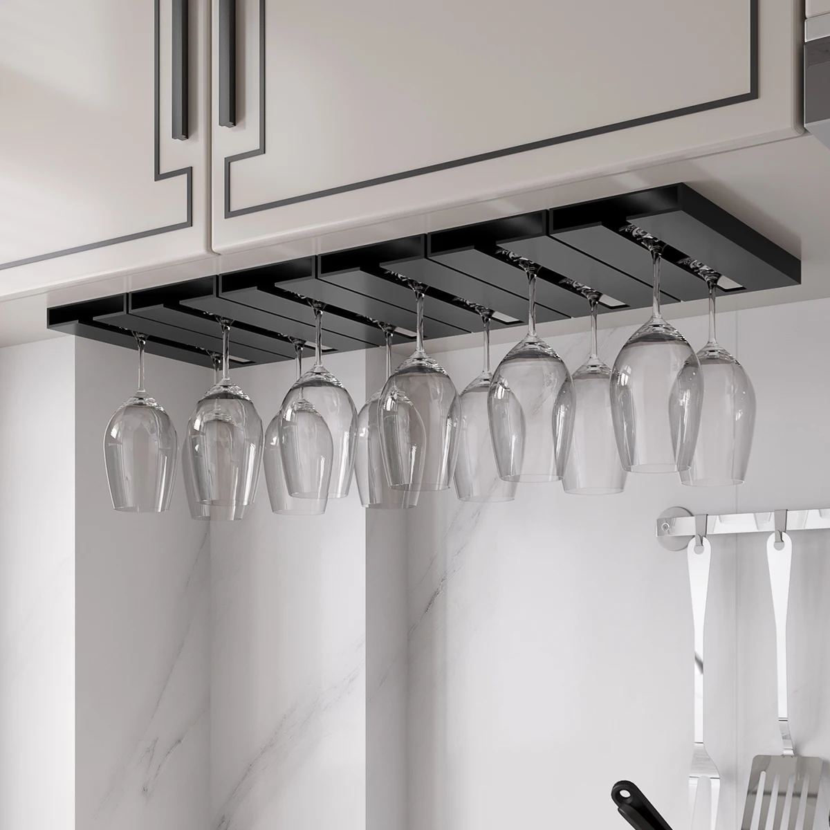 Kitchen Wine Glass Rack Holder Hanging Metal Aluminum Wine Glass Cups Holder Rack