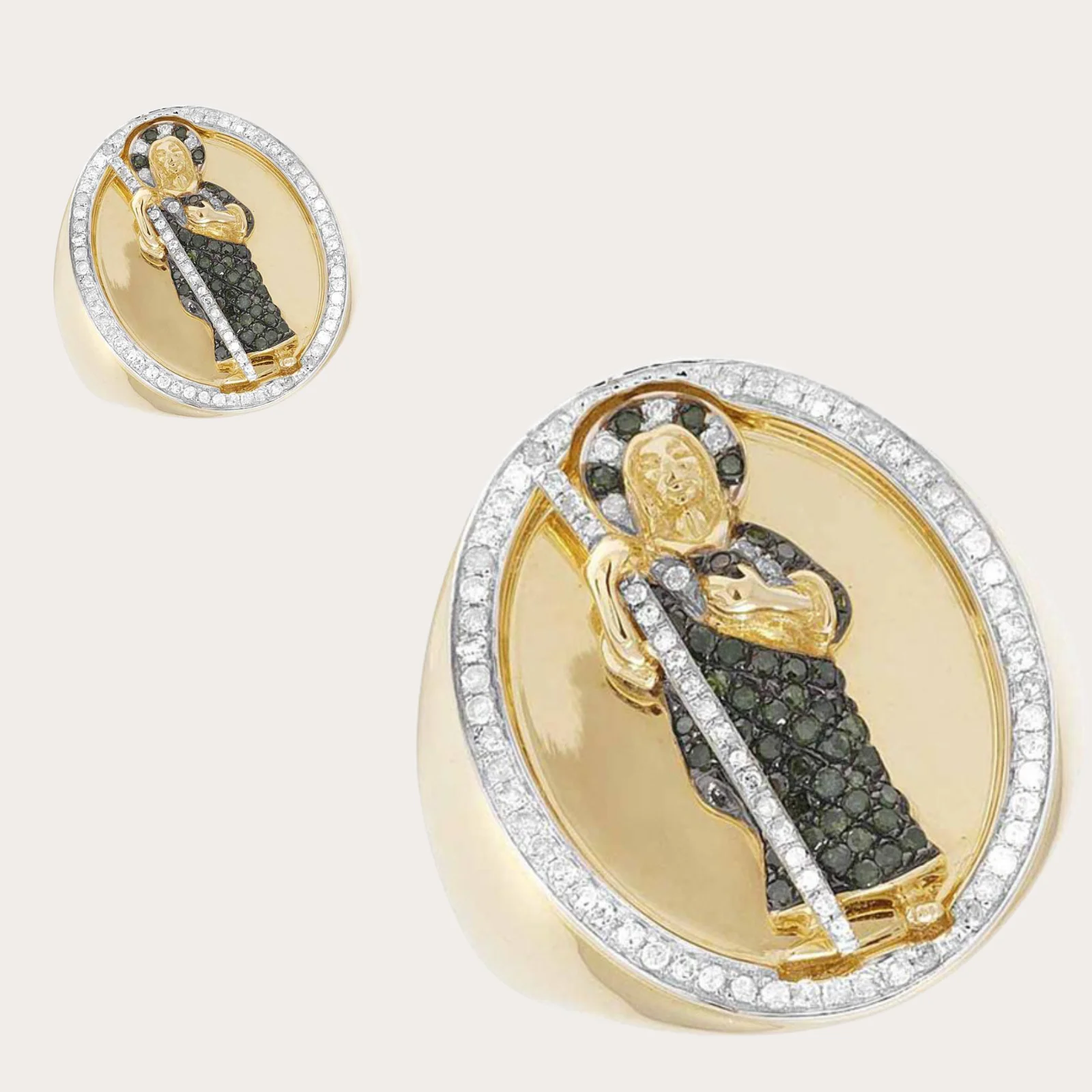 New Arrival Trending Religious Saint Jude Ring High Quality CZ Stone Studded Copper Jewelry Unique Accessories for Men Women
