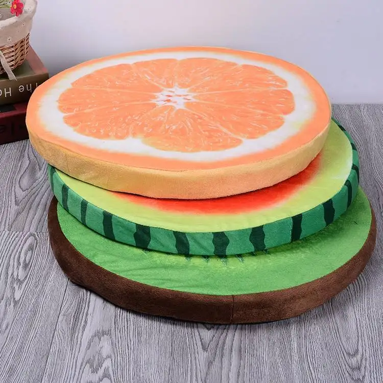 Watermelon Orange Kiwi Fruit Inspired Faux Fur Pet Bed for Dogs Solid Pattern Breathable Feature