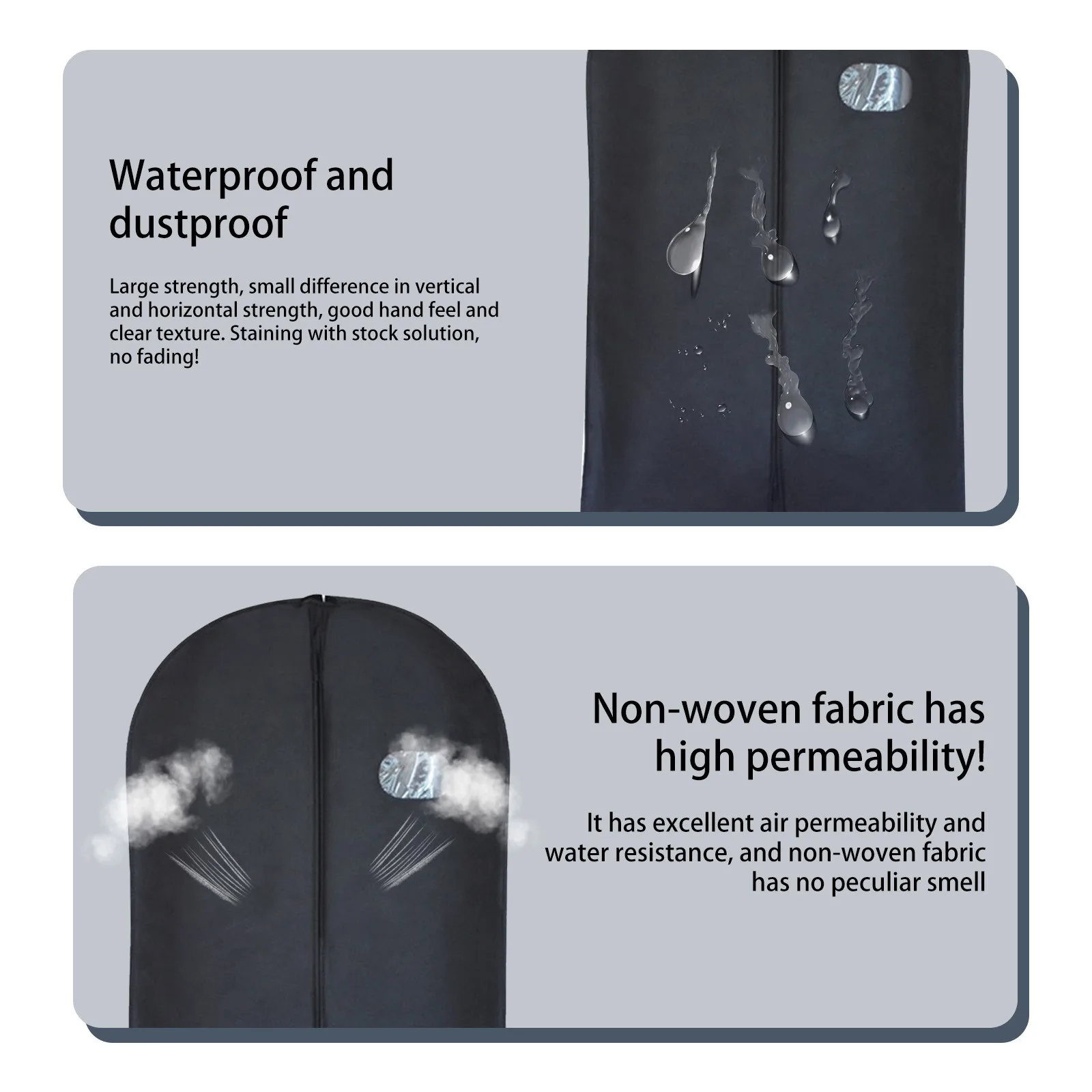 Wholesale custom  logo non woven breathable foldable suit cover garment bag with pvc window