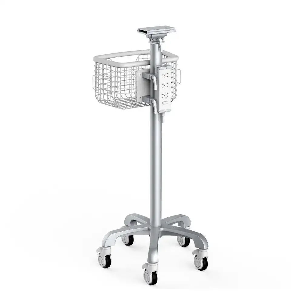 Hospital Trolley Armrest Adjustable Height Monitor ECG Machine Trolley Hospital ECG Laptop Cart