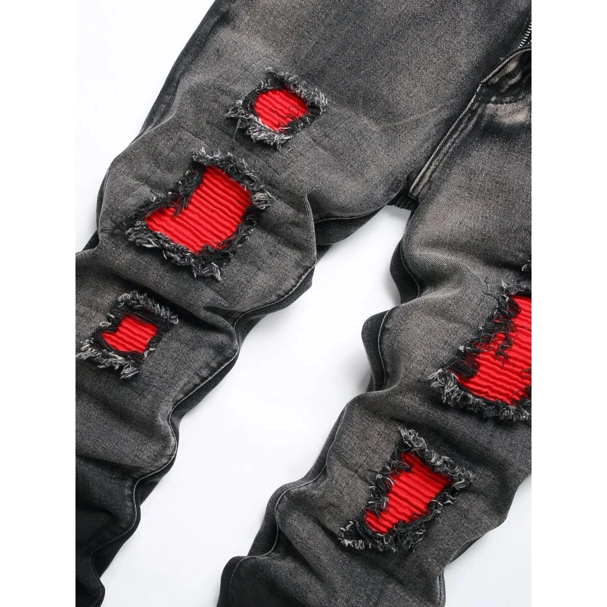 Wholesale Distressed Jeans Men Black Stretchy Slim Fit Hip Hop Destroyed Broken Holes Ripped Man Breathable  Frayed Denim Pants