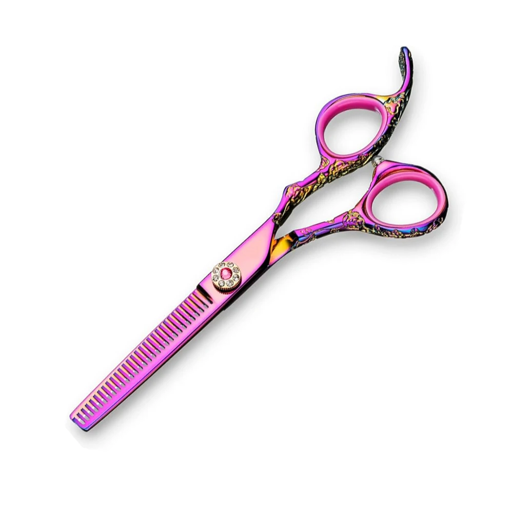 Titanium Color Coated Hair Thinning Scissors With Fix Finger Rest Sharp Edge Barber Thinning Shears For Beauty