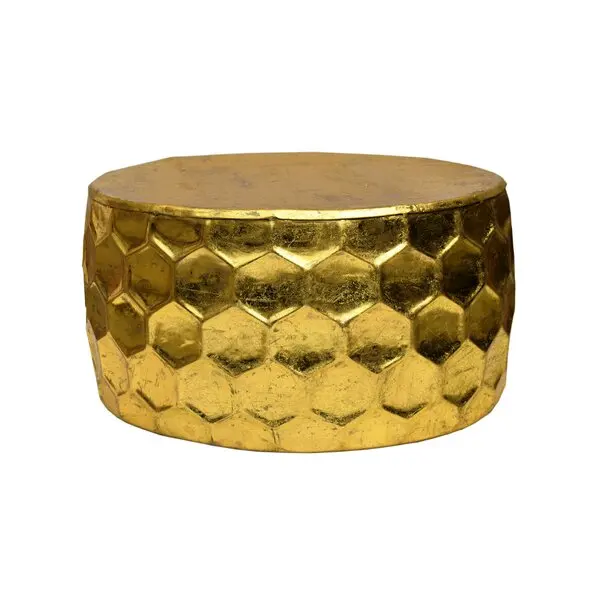 Modern Design Indian Handmade Interior Metal Hammered Round Golden Coffee Table Living Room Customized Color Made in India