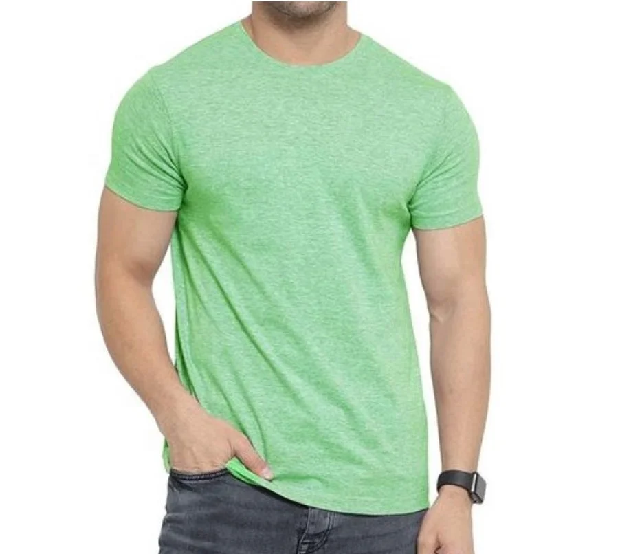 World Quality Wholesale Poly Cotton Promotional Custom Basic Plain Dyed Solid Color Stock Men O Neck Tshirts Available for Sale