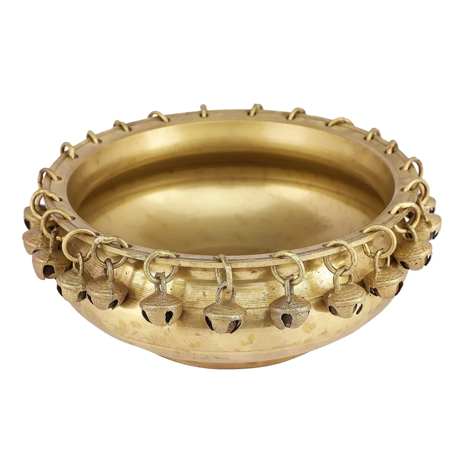 Латунная Этническая чаша Urli с колокольчиками Showpiece для Diwali десхара день рождения свадьба годовщина украшение дома