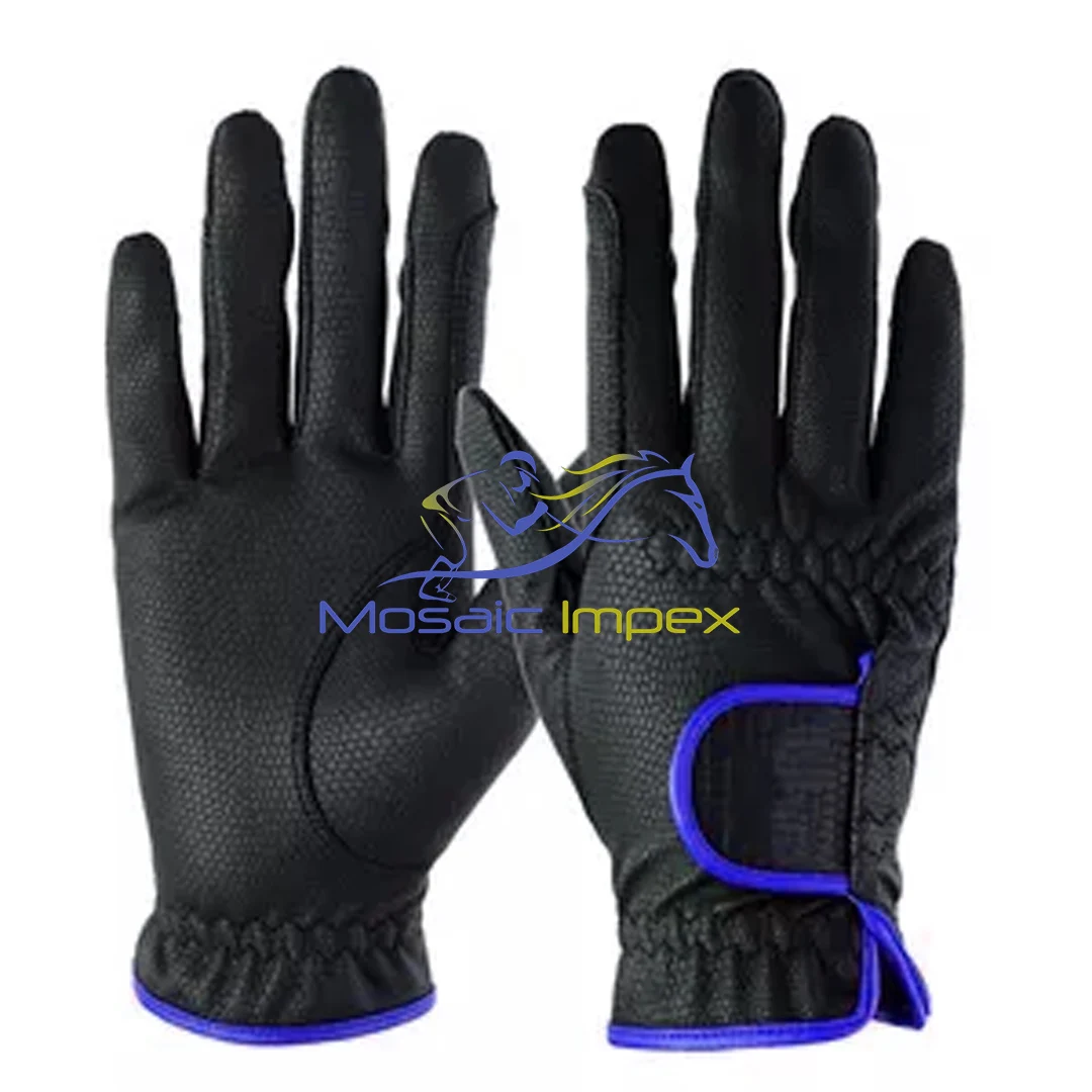 Mosaic Impex Hot Selling Horse Riding Gloves Fourway Back, Synthetic Leather Palm Silicon Printing