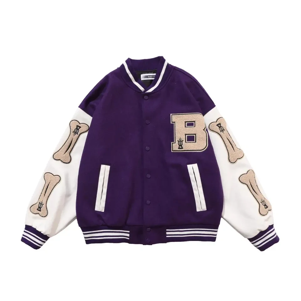 Custom size logo varsity jacket with chenille patches chic embroidery flight baseball letterman bomber jackets