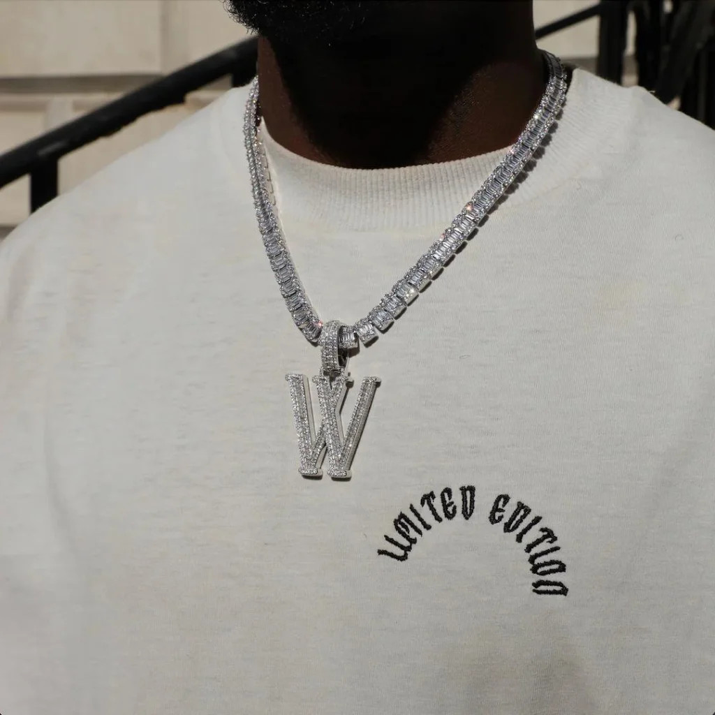 Vvs Lab Grown Diamonds Custom W Letter Initial Pendant Wholesale 14K Gold Fine Jewelry Pendants