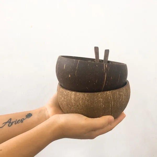 best selling wholesale set of 4 coconut shell bowls with good price handmade from Viet Nam smoothie bowls