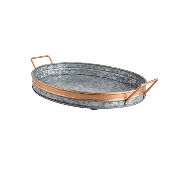 Custom-Size Home Decorative Galvanized Metal Serving Tray New Design Server Plate Platter Dish Set Elegant Serving Tray