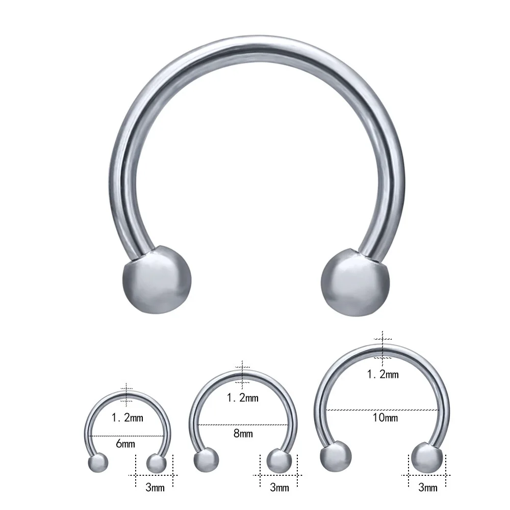 14G Titanium Implant Grade Anodized Circular Internally Threaded horseshoe Septum Ear Lip Piercing Barbell Rings Nose Ring