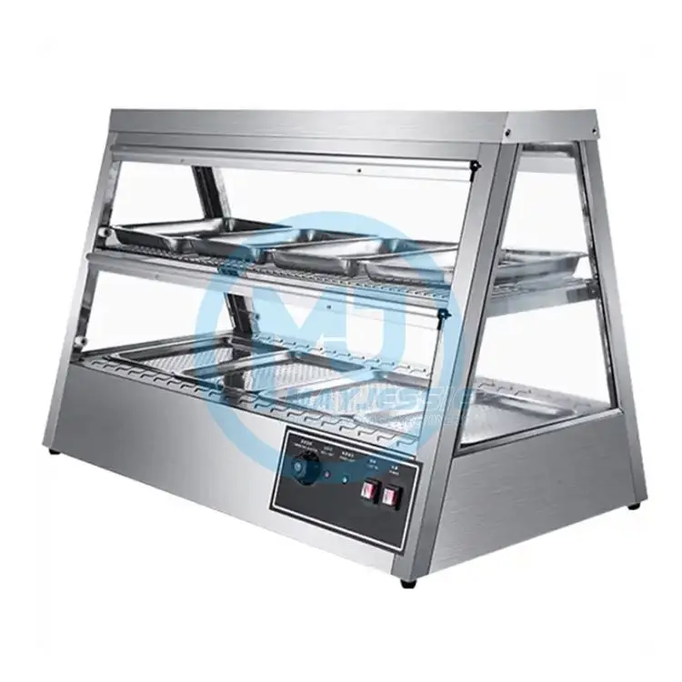Commercial Glass Insulation Mini Three Layer Tabletop Heated Steamer Display Cabinet Warming Showcase for Food Snack Warmer
