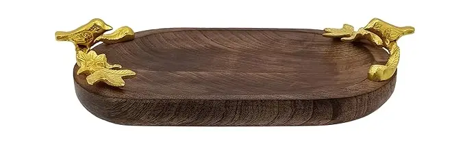 Cheap Priced Wooden Oval Serving Tray/Kitchen & Home Decor Tray/Tea Coffee Serving Wooden Tray By MEHAK IMPEX