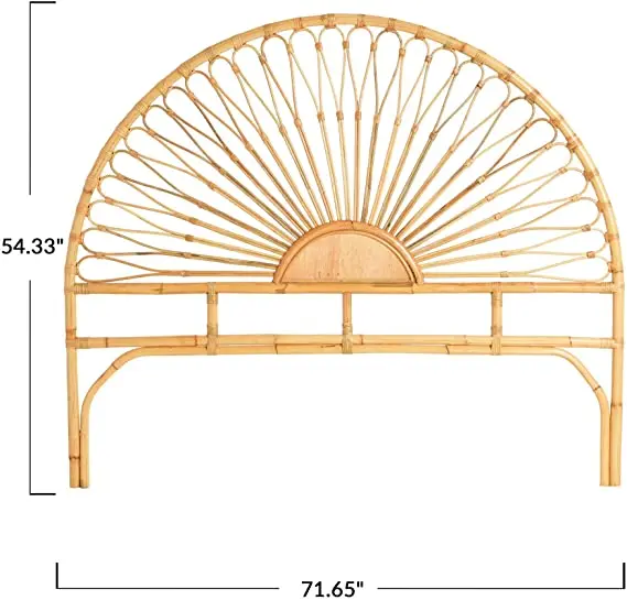 TH-H8136 High Quality Luxury Vintage Rattan Headboard Rattan Bedhead Honey Half Moon
